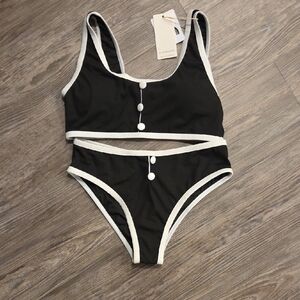 Commense Black and White Bikini Set
